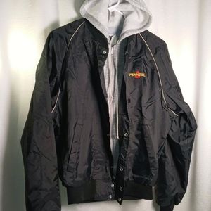 Vintage Pennzoil Racing Swingster Hooded Jacket Med VTG 80s Zip USA Red Black